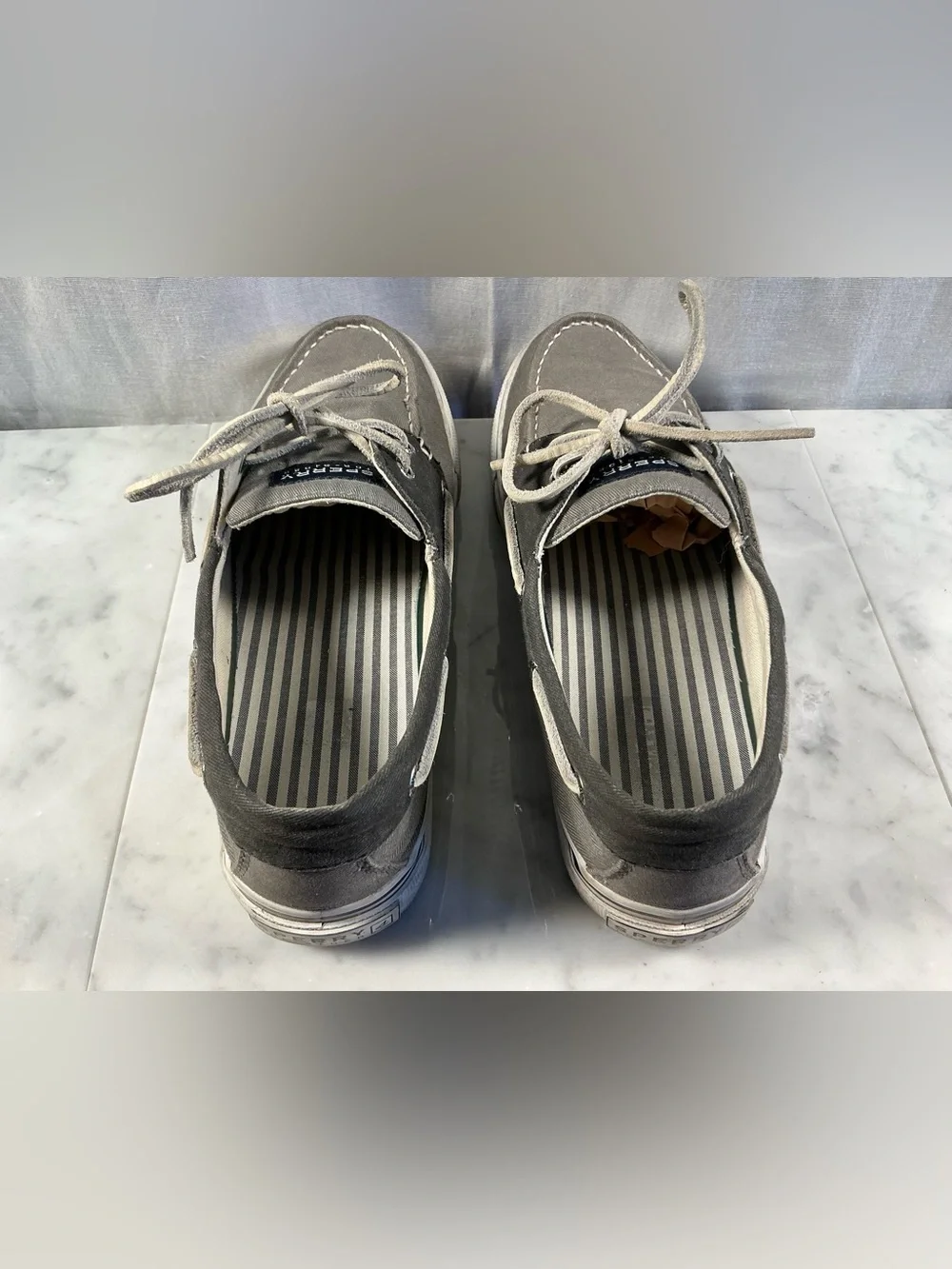 Boat shoes - Sperry Topsider white sole grey canvas *Excellent